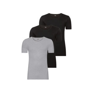 LIVERGY® Pánske tričko z rebrovitej pleteniny XXL, 3 kusy (XXL, čierna/sivá)