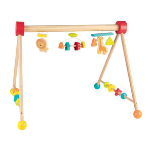Playtive Drevená hrazda s hračkami pre bábätká (levík a žirafka)