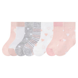 lupilu® Dievčenské ponožky s biobavlnou, 7 párov (19/22, srdiečka/bodky/pruhy)