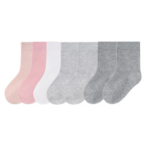 lupilu Dievčenské ponožky s biobavlnou, 7 párov (27/30, bledoružová/biela/sivá)