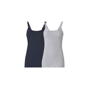 esmara® Dámsky top na dojčenie, 2 kusy (XL (48/50), sivá/námornícka modrá)