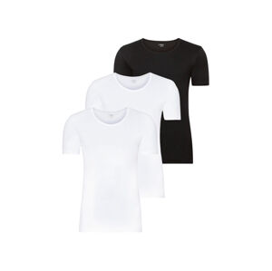 LIVERGY® Pánske tričko z rebrovitej pleteniny XXL, 3 kusy (XXL, čierna/biela)