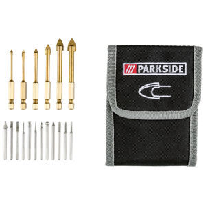 PARKSIDE® Súprava bitov/vrtákov/nástrčných kľúčov, 18-dielna (súprava vrtákov do skla, obkladu a dlažby/brúsok PGD 18 A1)