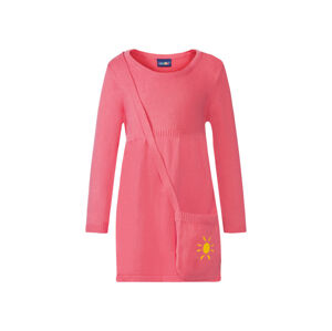 lupilu® Dievčenské pletené šaty, s pletenou taškou cez plece (98/104, ružová)