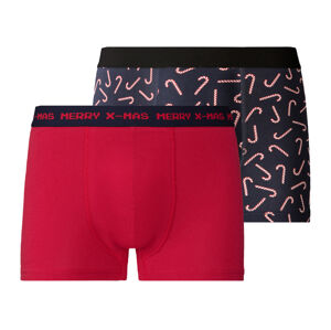 LIVERGY® Pánske vianočné boxerky, 2 kusy (XL, červená/námornícka modrá)