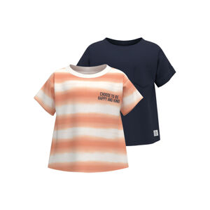 lupilu® Chlapčenské tričko z biobavlny, 2 kusy (98/104, navy modrá/oranžová)