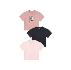 PEPPERTS® Dievčenské tričko, 3 kusy (122/128, staroružová/ružová/čierna)