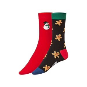 Fun Socks Dámske/Pánske vianočné ponožky v darčekovom balení, 2 páry (41/46, snehuliak/perníky)