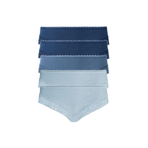 esmara® Dámske nohavičky s čipkou, 5 kusov (M (40/42), navy modrá/bledomodrá)