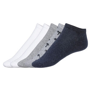 LIVERGY® Pánske členkové ponožky, 5 párov (43/46, biela/sivá/navy modrá)