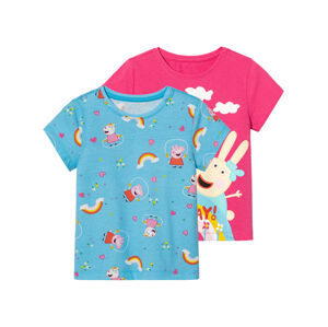 Dievčenské tričko Prasiatko Peppa, 2 kusy (98/104, ružová/modrá)