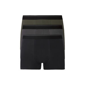 LIVERGY® Pánske boxerky, 3 kusy (M, čierna/tmavosivá/zelená)