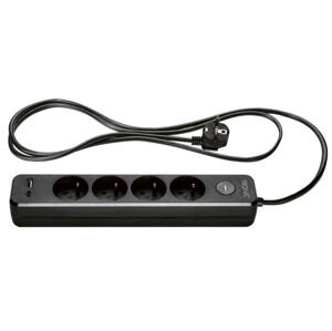 TRONIC® Zásuvková lišta s USB, 4 zásuvky (čierna)