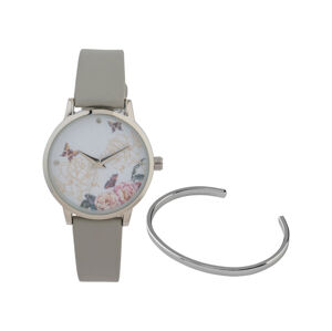 AURIOL® Dámske náramkové hodinky s náramkom (sivý náramok z hovädzej kože)