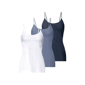 esmara® Dámsky top s úzkymi ramienkami, 3 kusy (L (44/46), námornícka modrá/svetlomodrá/biela)