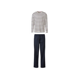 LIVERGY® Pánske pyžamo (L (52/54), pruhy/sivá/námornícka modrá)