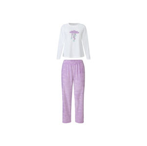 esmara® Dámske plyšové pyžamo (M (40/42), biela/fialová)