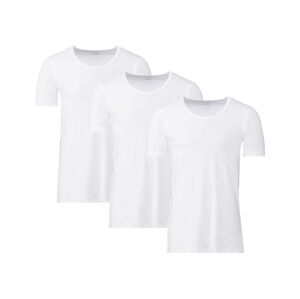 LIVERGY® Pánske tričko, 3 kusy (S, biela, okrúhly výstrih)