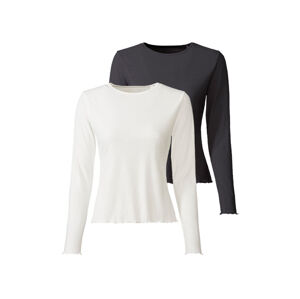 esmara® Dámske tričko s dlhým rukávom, 2 kusy (XS (32/34), čierna/biela)