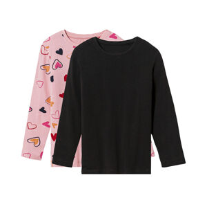 lupilu® Dievčenské tričko s dlhými rukávmi, 2 kusy (122/128, čierna/ružová)