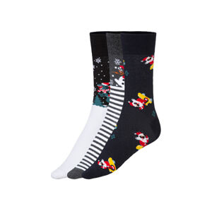 LIVERGY® Pánske vianočné ponožky, 3 páry (43/46, biela/sivá/navy modrá)