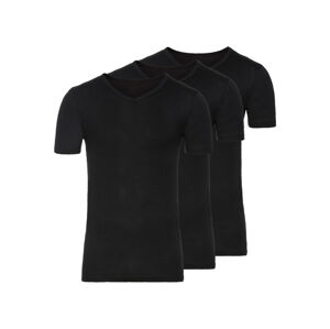 LIVERGY® Pánske spodné tričko, 3 kusy (XL, čierna, výstrih v tvare „V“)