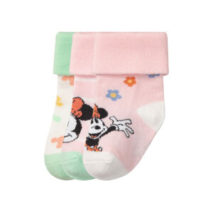 Dievčenské ponožky pre bábätká, 3 páry (19/22, Mickey Mouse/biela/bledoružová/zelená)