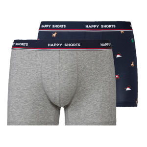 Happy Shorts Pánske vianočné boxerky v darčekovom balení, 2 kusy (M, sivá)