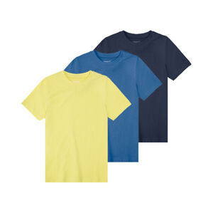 PEPPERTS® Chlapčenské jednofarebné tričko, 3 kusy (158/164, žltá/námornícka modrá/modrá)