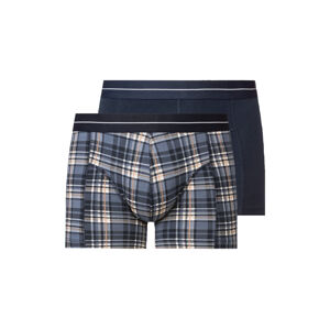 LIVERGY® Pánske bavlnené boxerky, 2 kusy (L, károvaná/námornícka modrá)
