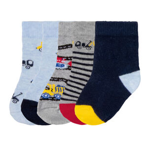 lupilu Chlapčenské ponožky pre bábätká, 5 párov (15/18 , vozidlá/námornícka modrá/modrá/žltá/sivá)