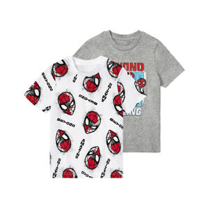 Chlapčenské bavlnené tričko, 2 kusy (98/104, sivá/biela/Spider-Man)