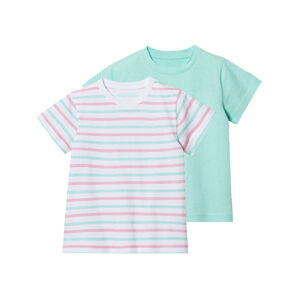lupilu® Dievčenské tričko, 2 kusy (110/116, vzor/biela/mentolová)