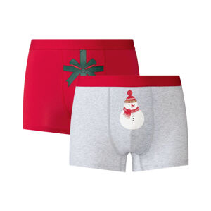 LIVERGY® Pánske vianočné boxerky, 2 kusy (S, sivá/červená)