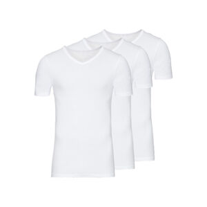 LIVERGY® Pánske spodné tričko, 3 kusy (XL, biela, výstrih v tvare „V“)