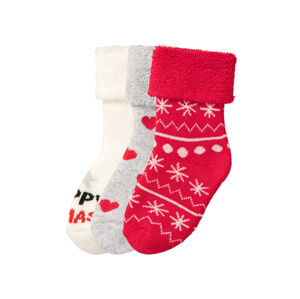 lupilu® Vianočné ponožky pre bábätká, 3 páry (15/18, biela/sivá/červená/srdce)