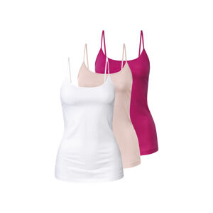 esmara® Dámsky top s úzkymi ramienkami, 3 kusy (XS (32/34), bledoružová/ružová/biela)
