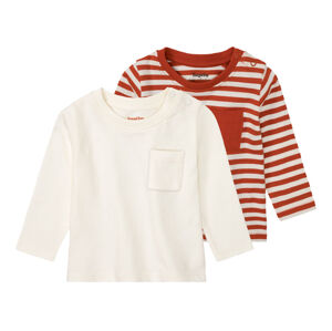 lupilu Chlapčenské tričko s dlhým rukávom pre bábätká BIO, 2 kusy (74/80, pruhy/červená/biela )