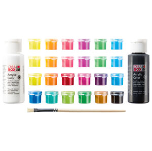 Marabu CREABOX Súprava akrylových farieb Mini, 27-dielna (neónová)