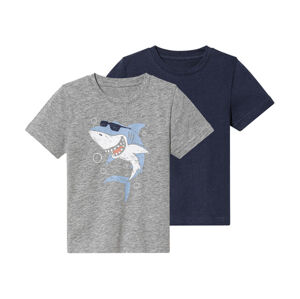 lupilu® Chlapčenské tričko, 2 kusy (98/104, sivá/navy modrá)