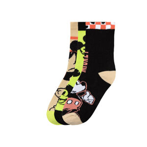 Chlapčenské ponožky, 3 páry (31/34, Mickey Mouse/zelená/čierna/béžová)