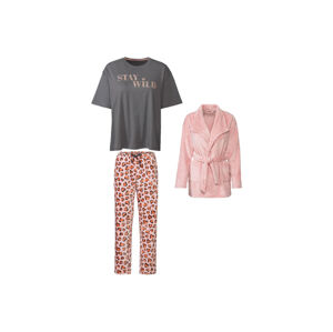 esmara® Dámske pyžamo, 3-dielna súprava (M (40/42), ružovofialová/sivá)