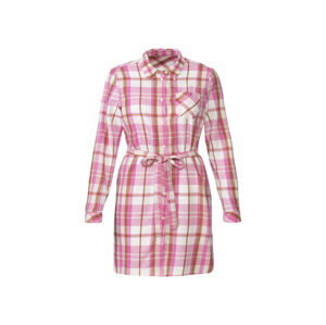 esmara® Dámska dlhá flanelová košeľa (44, károvaná/ružová/biela)