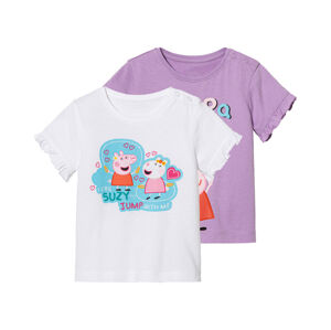 Dievčenské tričko Prasiatko Peppa, 2 kusy (86/92, biela/fialová)