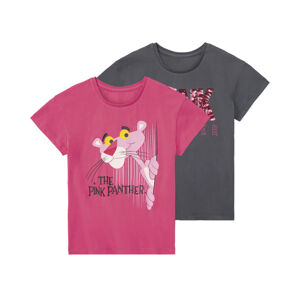 Dievčenské bavlnené tričko, 2 kusy (134/140, Ružový panter)
