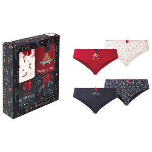 Happy Shorts Dámske nohavičky s vianočným motívom, 4 kusy (L, červená)