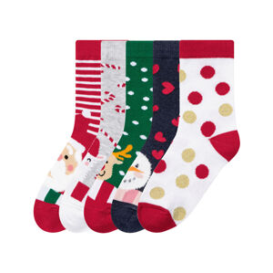 pepperts!® Dievčenské vianočné ponožky, 5 párov (27/30, červená/sivá/zelená)
