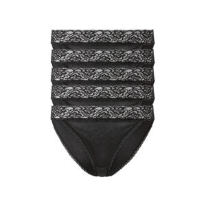 esmara® Dámske nohavičky s čipkou, 5 kusov (S (36/38), čierna)