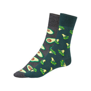 Dámske/pánske ponožky, 2 páry (35/38, sivá/zelená/vzor)