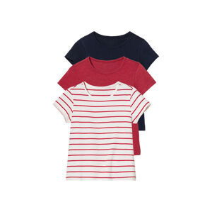 lupilu® Dievčenské tričko, 3 kusy (122/128, námornícka modrá/pruhy/červená)
